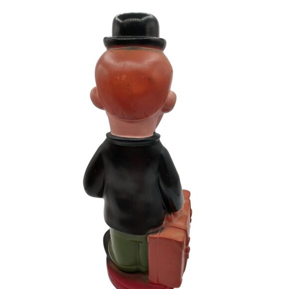 Rare Vintage Smiling Laurel Tall Coin Bank Figurine With Hat & Suitcase 14" Tall - Picture 2 of 6